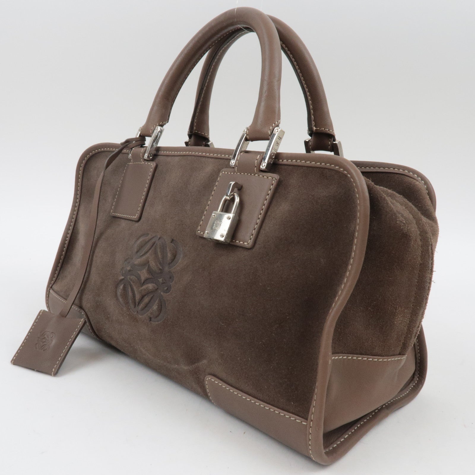 Loewe Anagram Amazona 28 Handbag Suede Brown *Crochette, Key Lock
