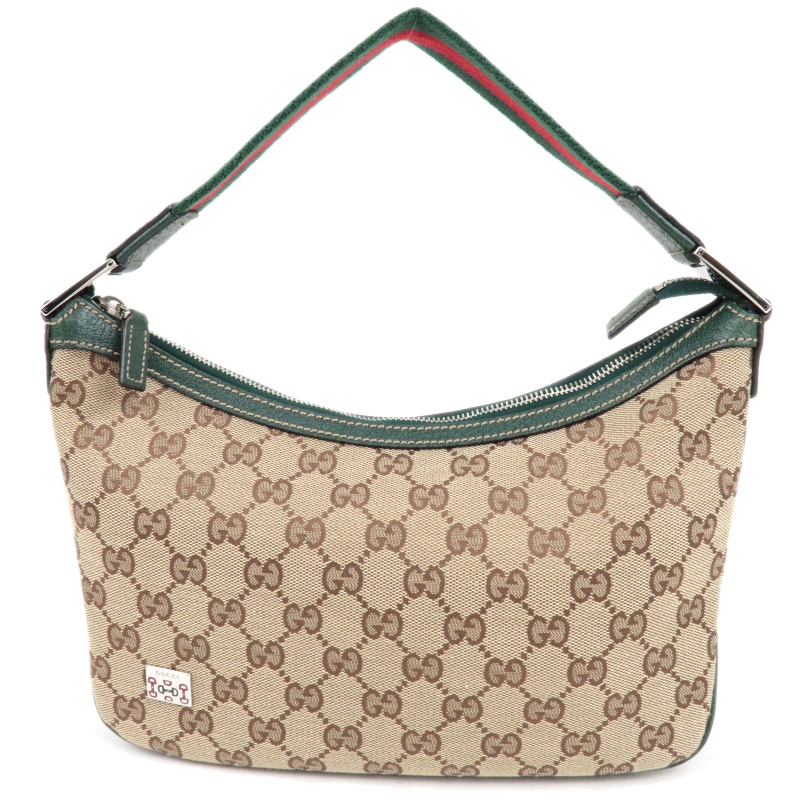 GUCCI Sherry GG Canvas Leather One Shoulder Bag Beige Green 145812 *Dust Bag71456