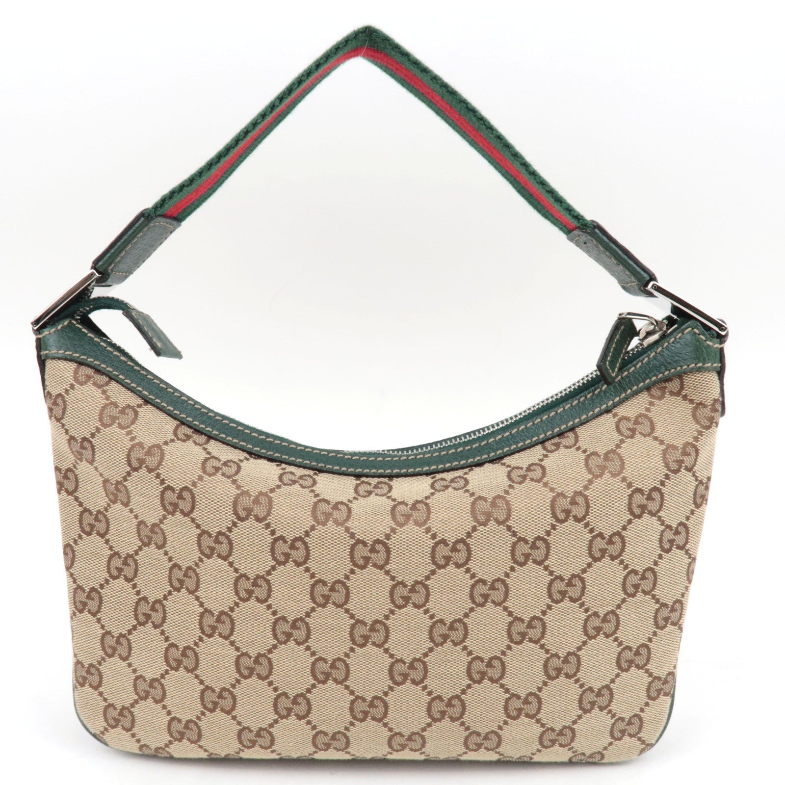 GUCCI Sherry GG Canvas Leather One Shoulder Bag Beige Green 145812 *Dust Bag
