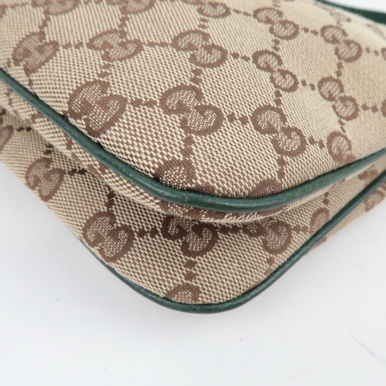 GUCCI Sherry GG Canvas Leather One Shoulder Bag Beige Green 145812 *Dust Bag