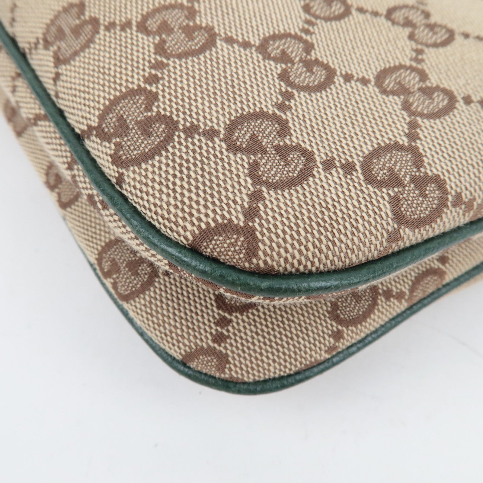 GUCCI Sherry GG Canvas Leather One Shoulder Bag Beige Green 145812 *Dust Bag