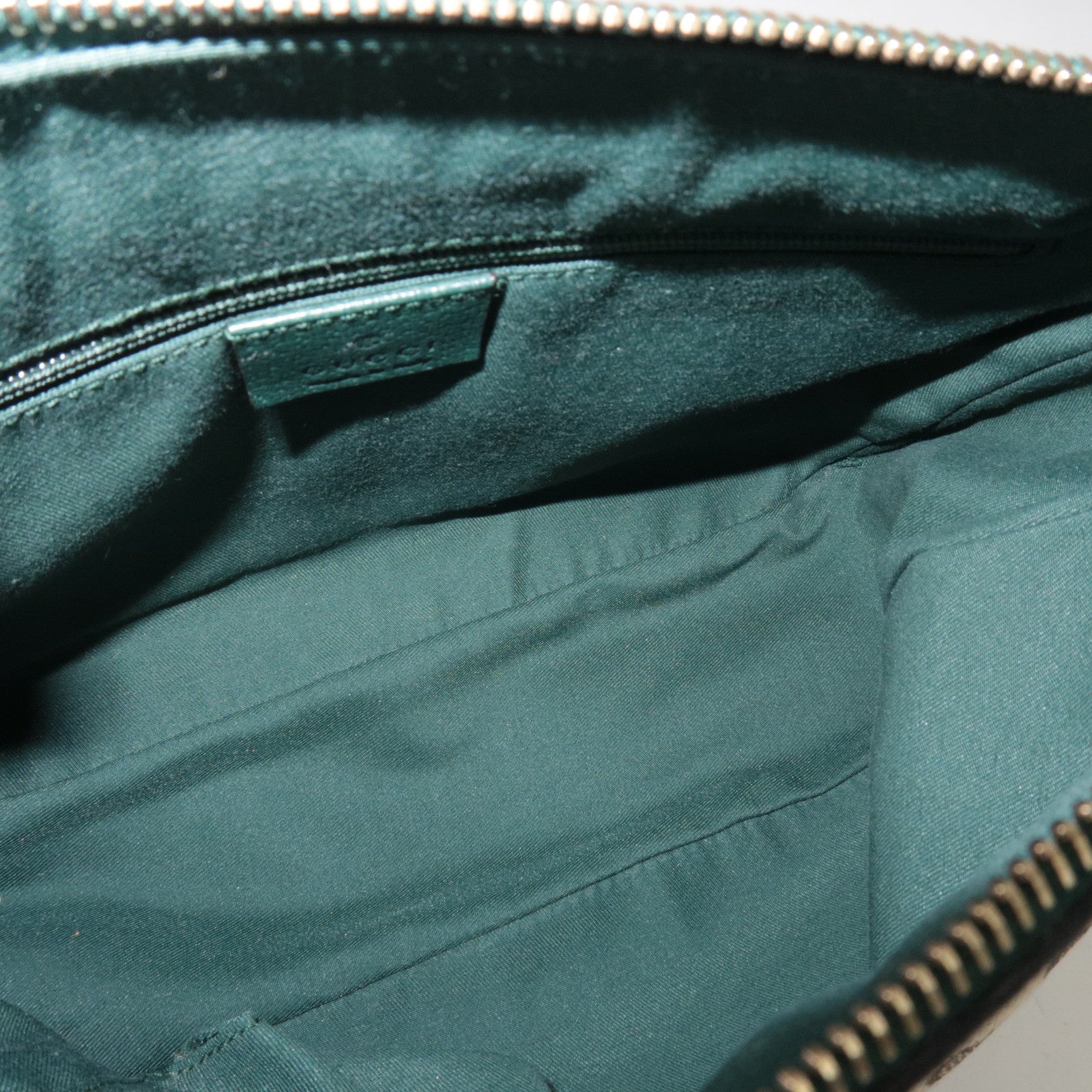 GUCCI GG Canvas leren schoudertas beige groen 146244 *Stofzak