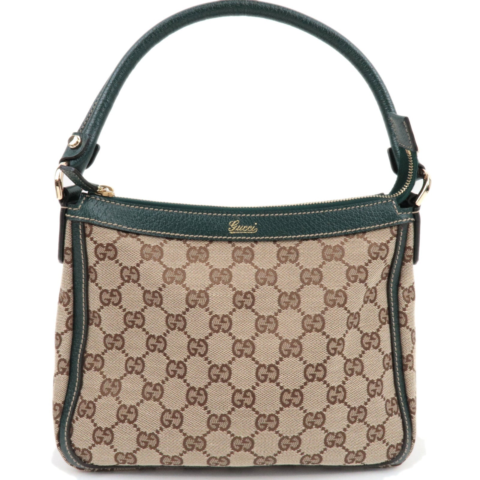 GUCCI GG Canvas Leather One Shoulder Bag Beige Green 146244 *Dust Bag71465