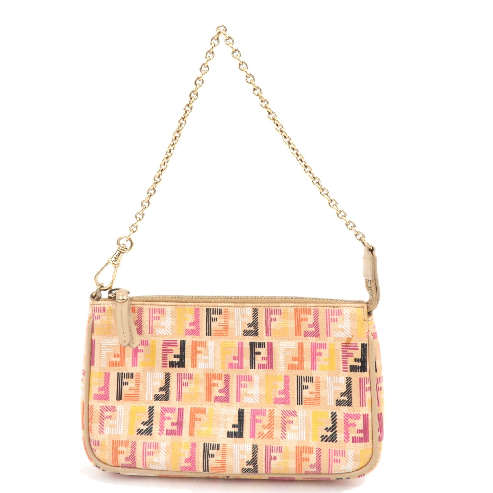 FENDI Zucchino PVC Leather Chain Mini Bag Beige 8M027171467