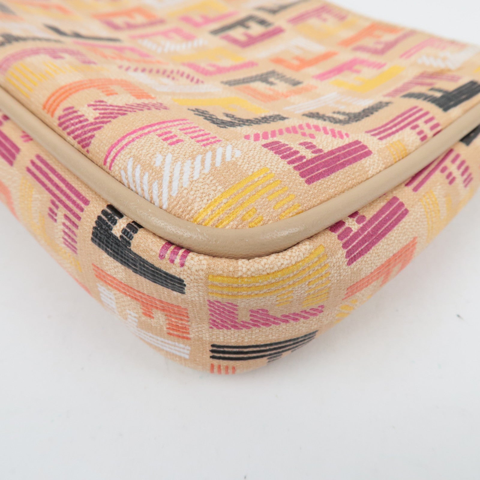 FENDI Zucchino PVC Leather Chain Mini Bag Beige 8M0271