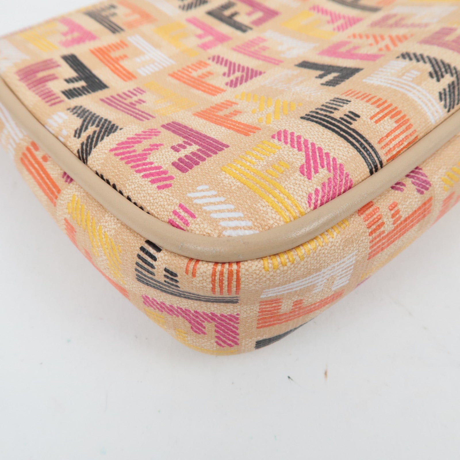 FENDI Zucchino PVC Leather Chain Mini Bag Beige 8M0271