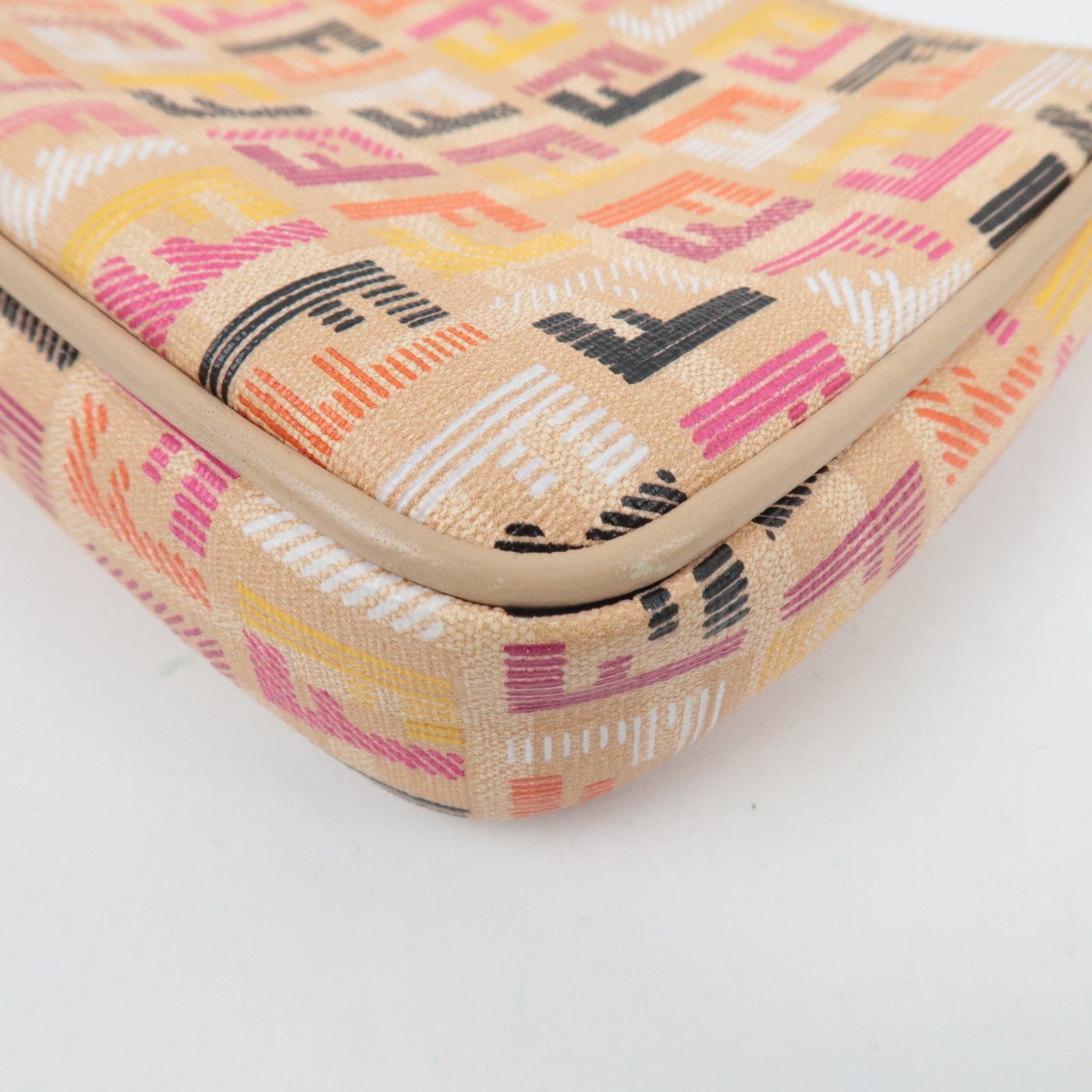 FENDI Zucchino PVC Leather Chain Mini Bag Beige 8M0271