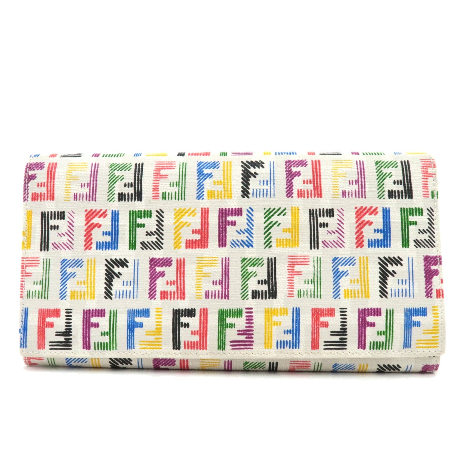 Fendi Zucchino Bi-Fold Long Wallet PVC Leather Multicolor 8M0000 71716