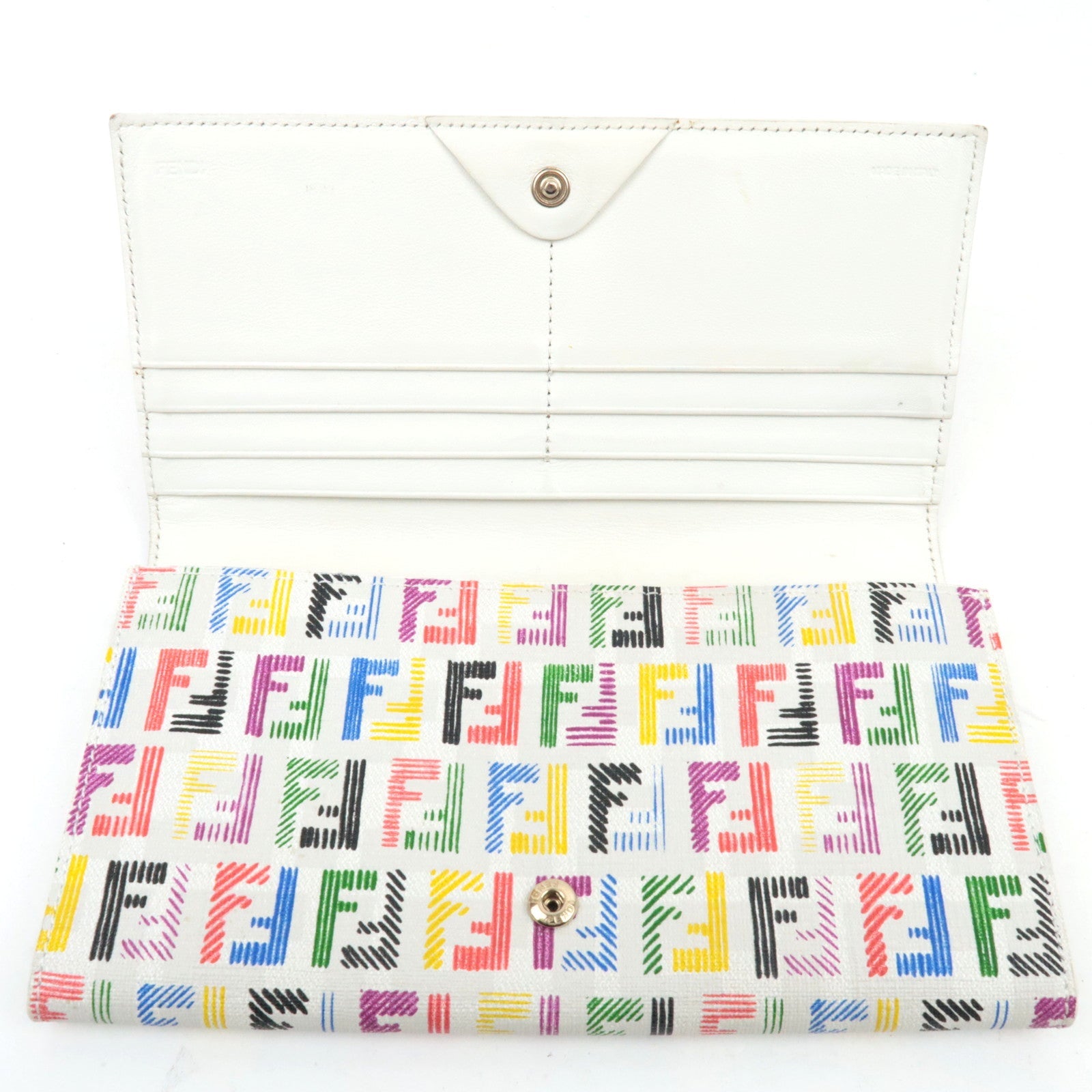 Fendi Zucchino Bi-Fold Lange Portemonnee PVC Leer Multicolor 8M0000