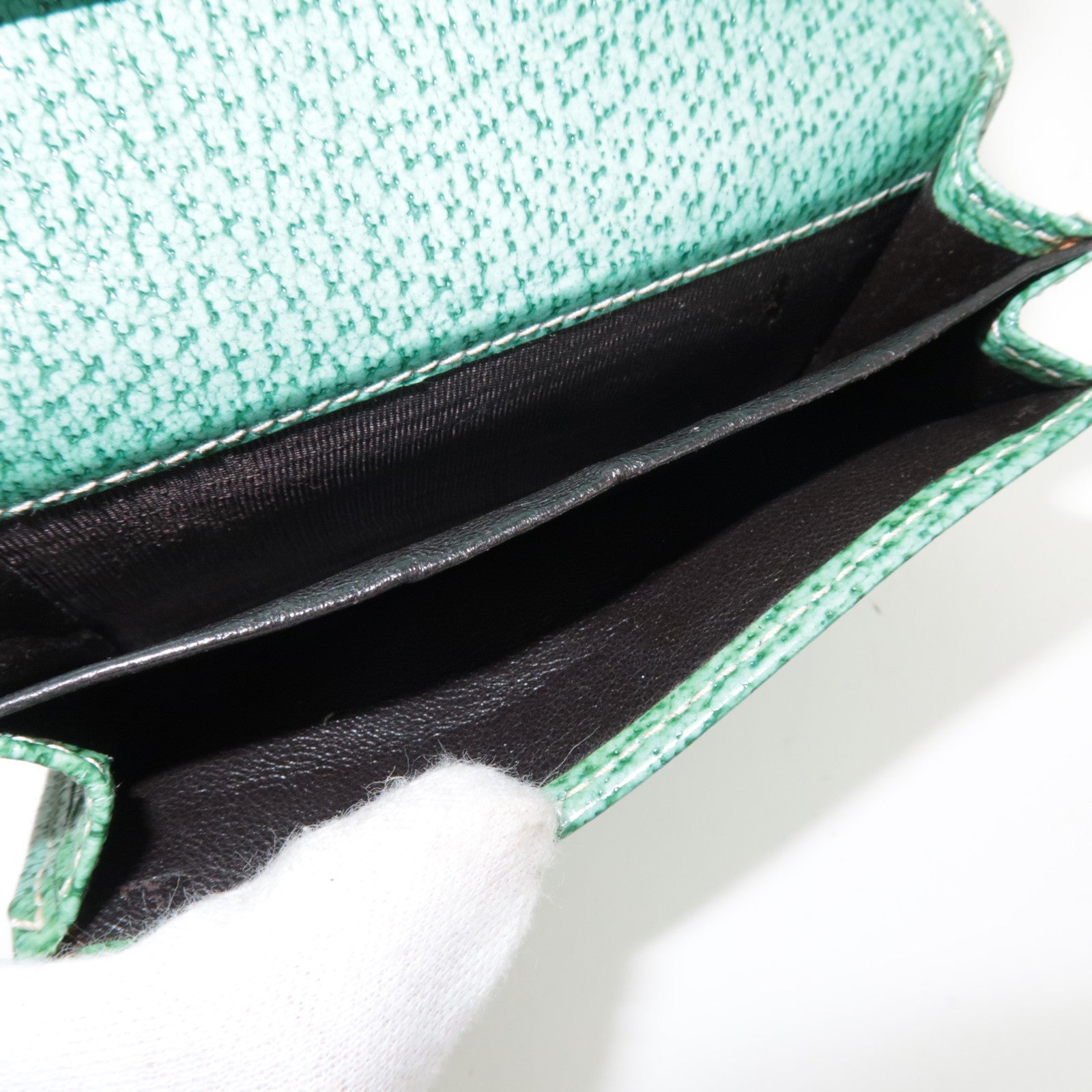 GUCCI Kaarthouder GG Canvas Leer Beige Turquoise 118100 *Box