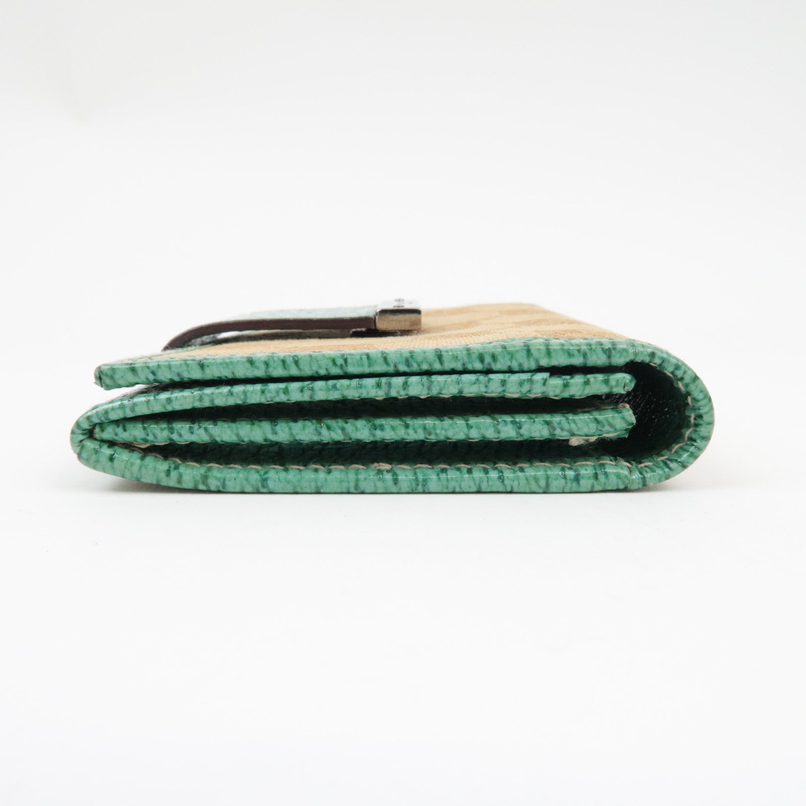 GUCCI Kaarthouder GG Canvas Leer Beige Turquoise 118100 *Box