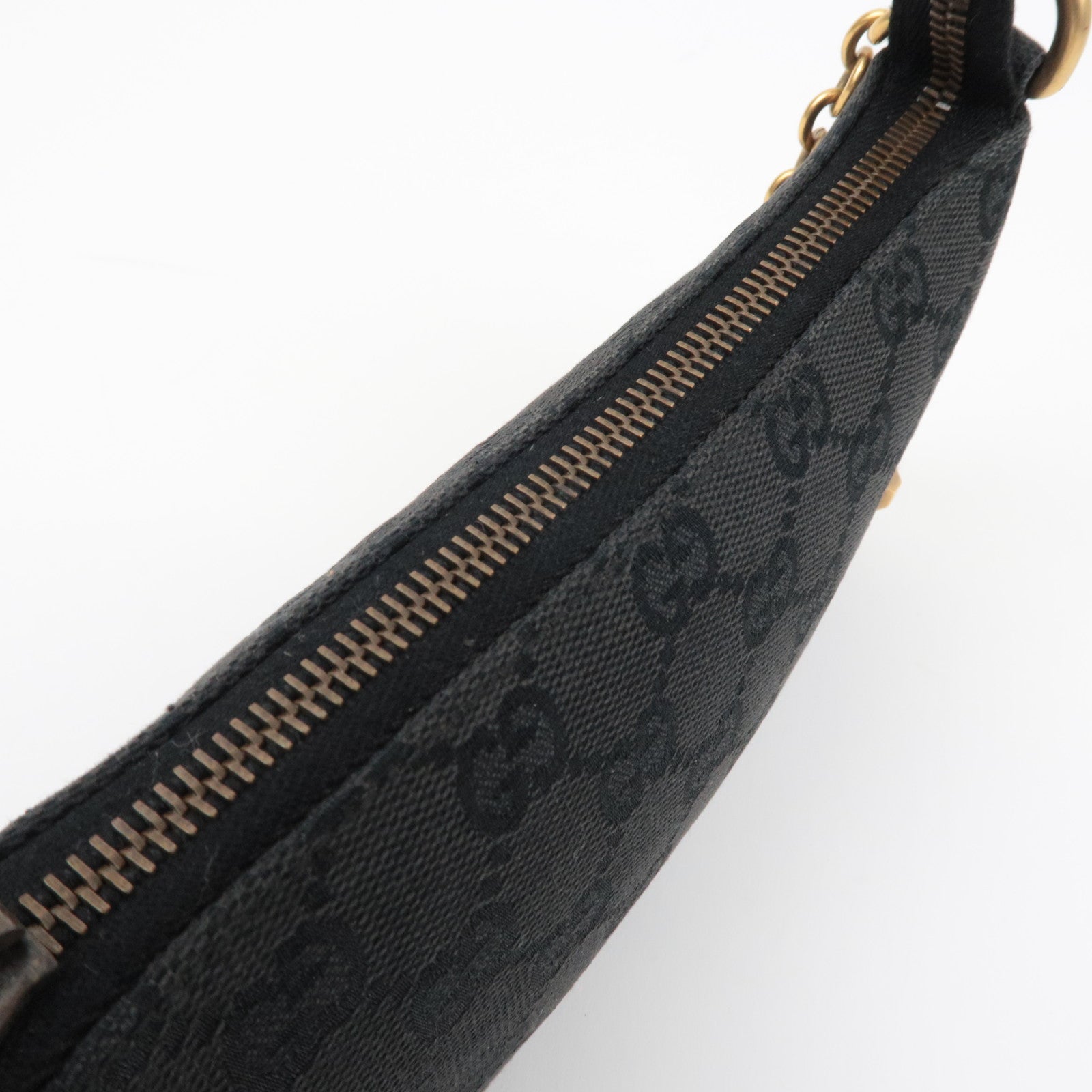 GUCCI GG Canvas leren schoudertas met ketting, zwart 120940