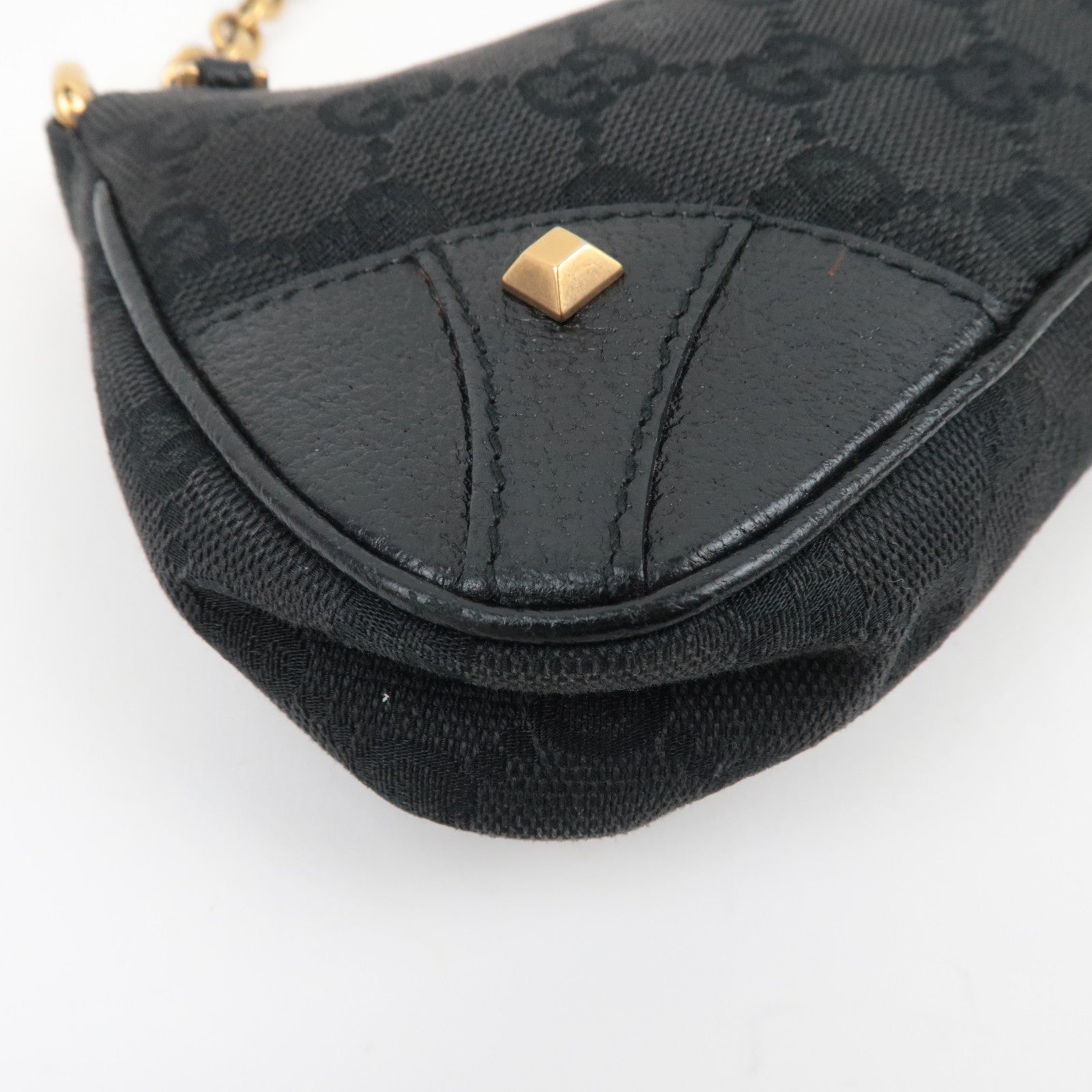 GUCCI GG Canvas leren schoudertas met ketting, zwart 120940