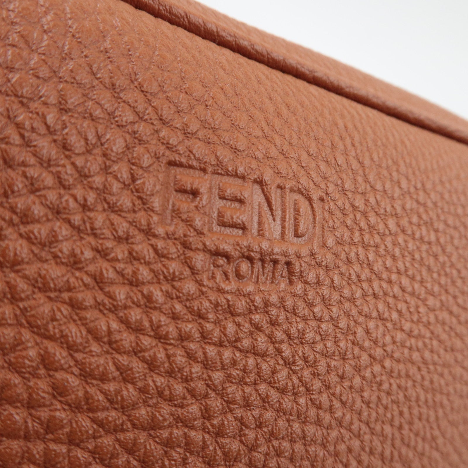 FENDI Toiletry Clutch Bag Leather Brown 7AS378 *Dust Bag