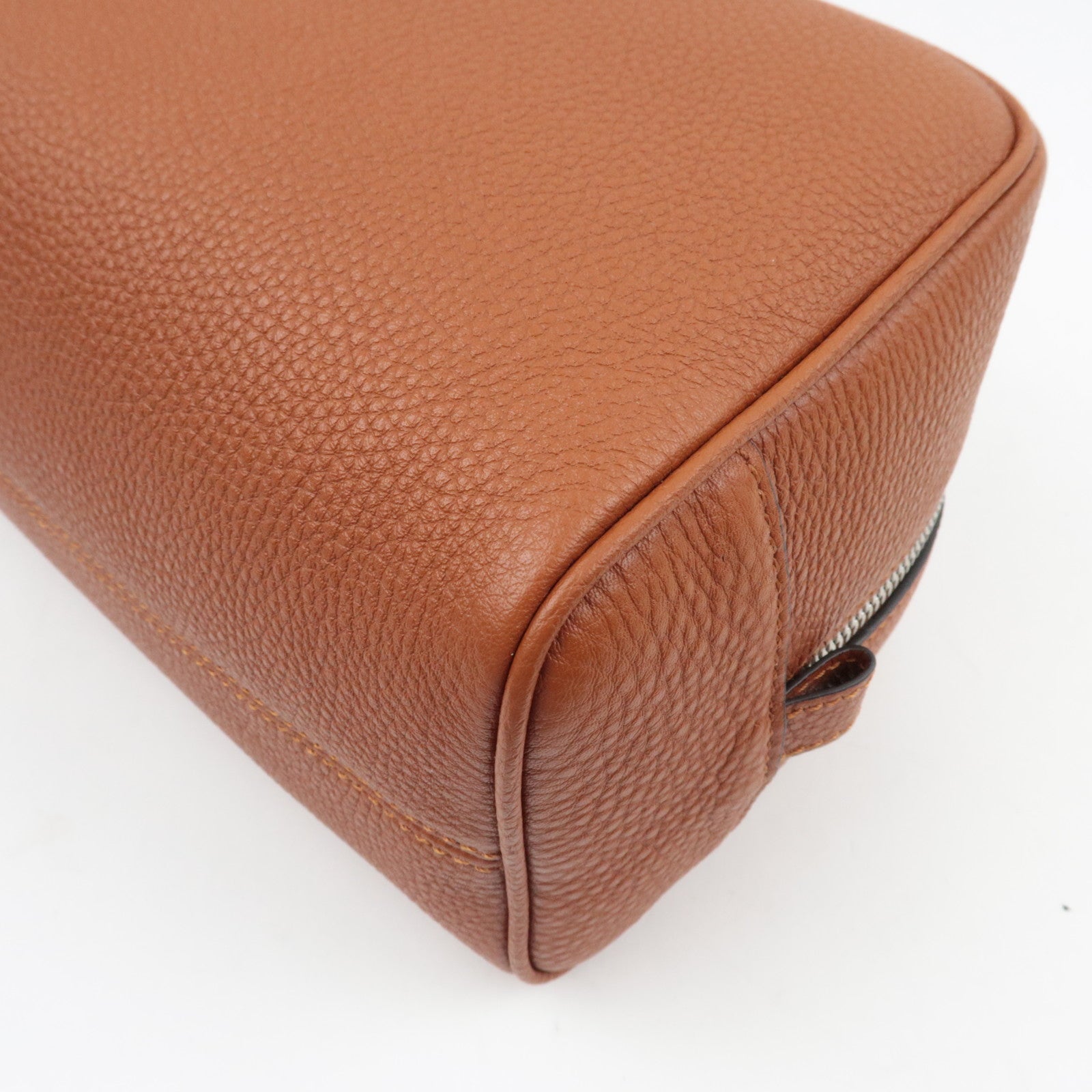 FENDI Toiletry Clutch Bag Leather Brown 7AS378 *Dust Bag