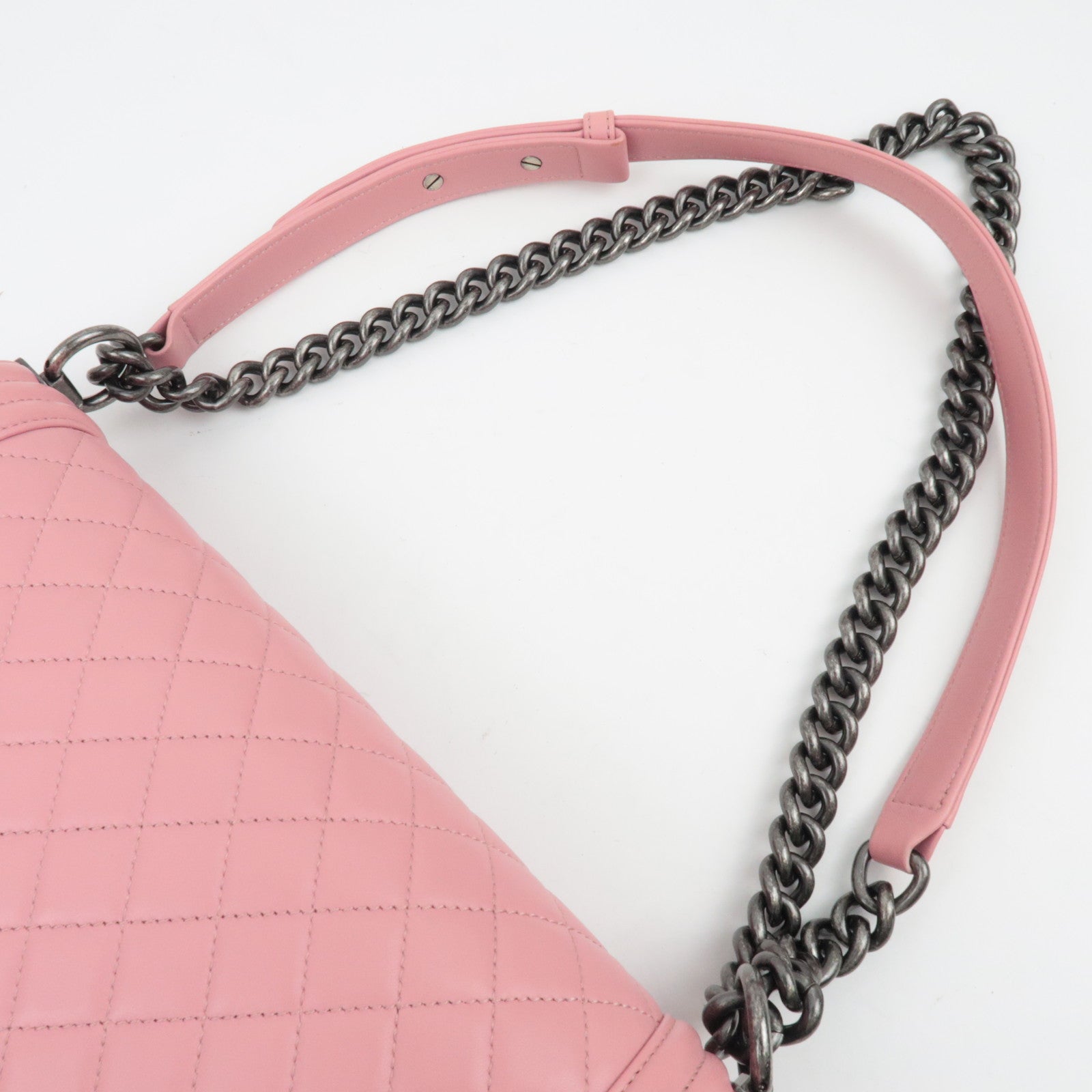 CHANEL Boy Chanel Chain Shoulder Bag Lambskin Pink *Box, G card, Dust bag