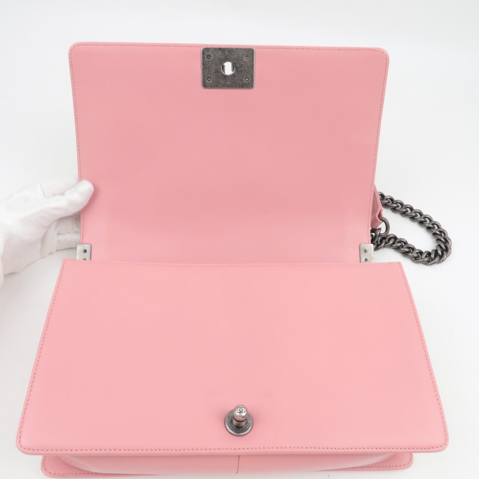 CHANEL Boy Chanel Chain Shoulder Bag Lambskin Pink *Box, G card, Dust bag