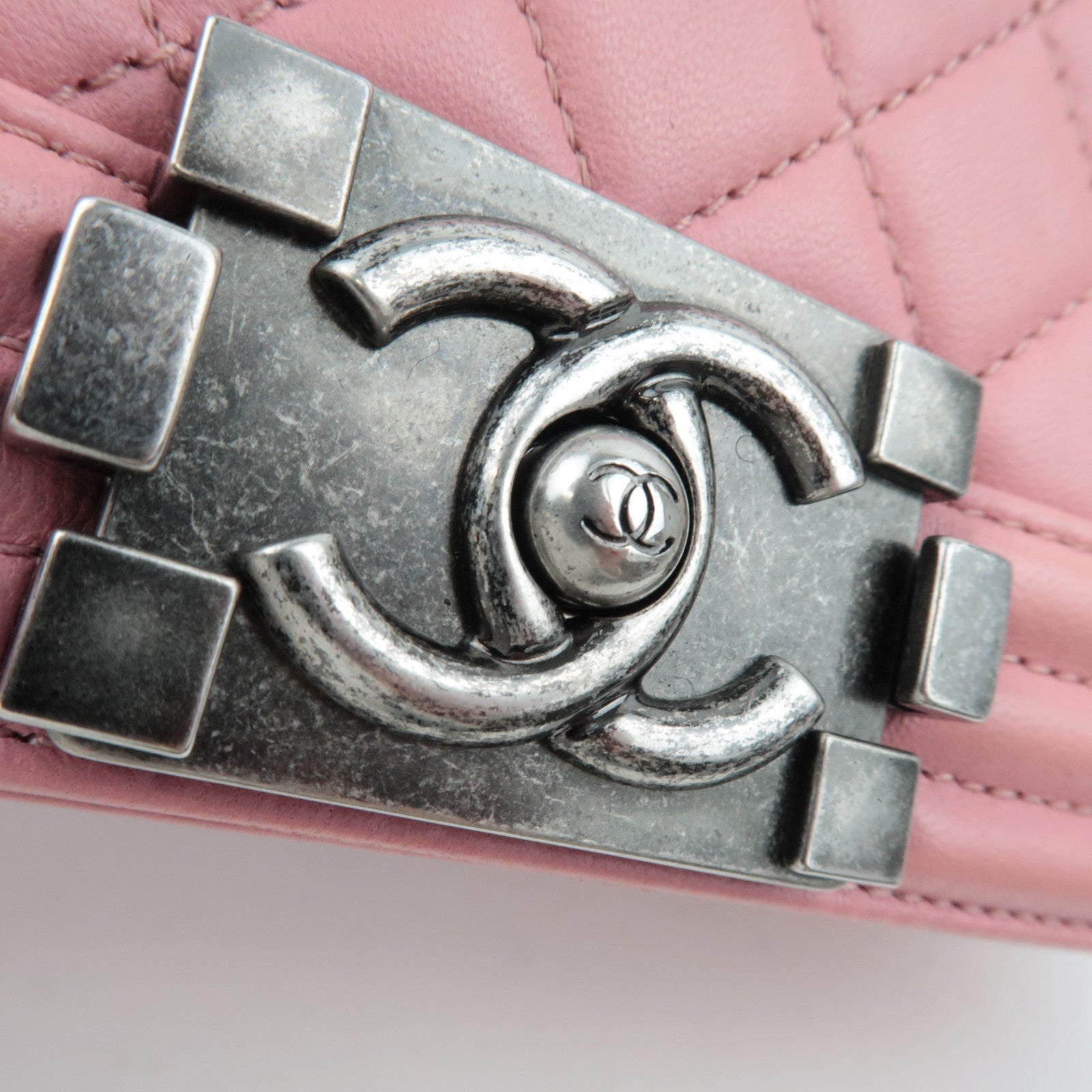 CHANEL Boy Chanel Chain Shoulder Bag Lambskin Pink *Box, G card, Dust bag