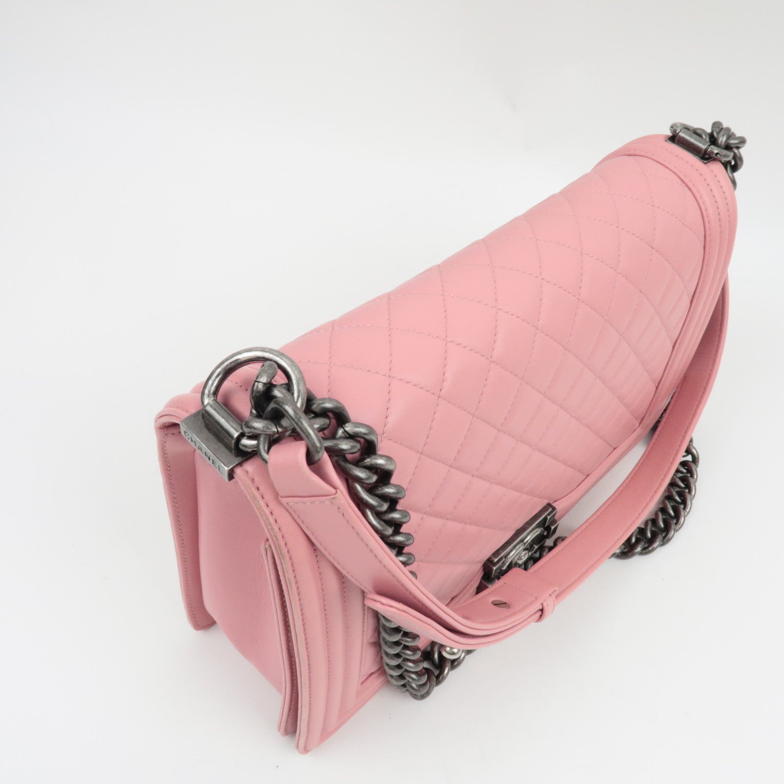 CHANEL Boy Chanel Chain Shoulder Bag Lambskin Pink *Box, G card, Dust bag