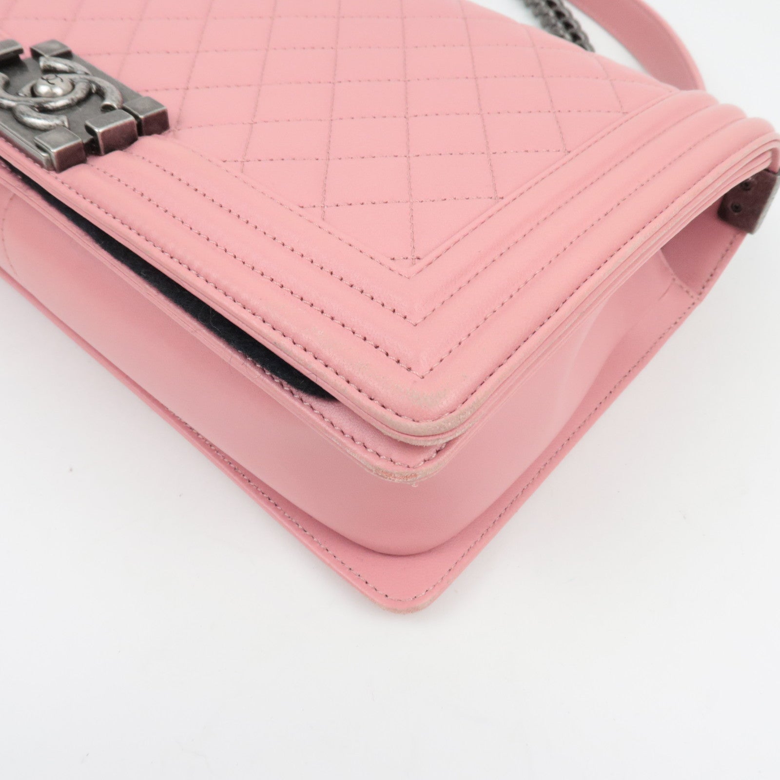 CHANEL Boy Chanel Chain Shoulder Bag Lambskin Pink *Box, G card, Dust bag