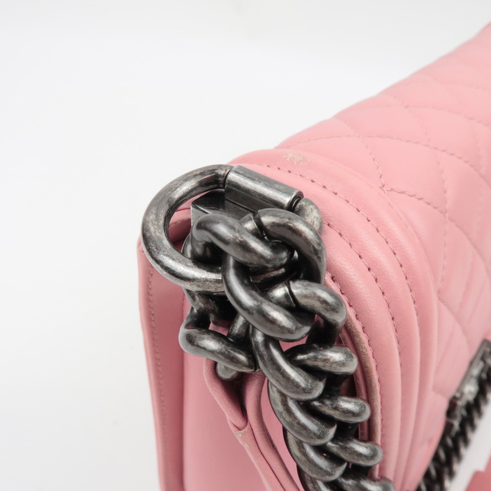 CHANEL Boy Chanel Chain Shoulder Bag Lambskin Pink *Box, G card, Dust bag