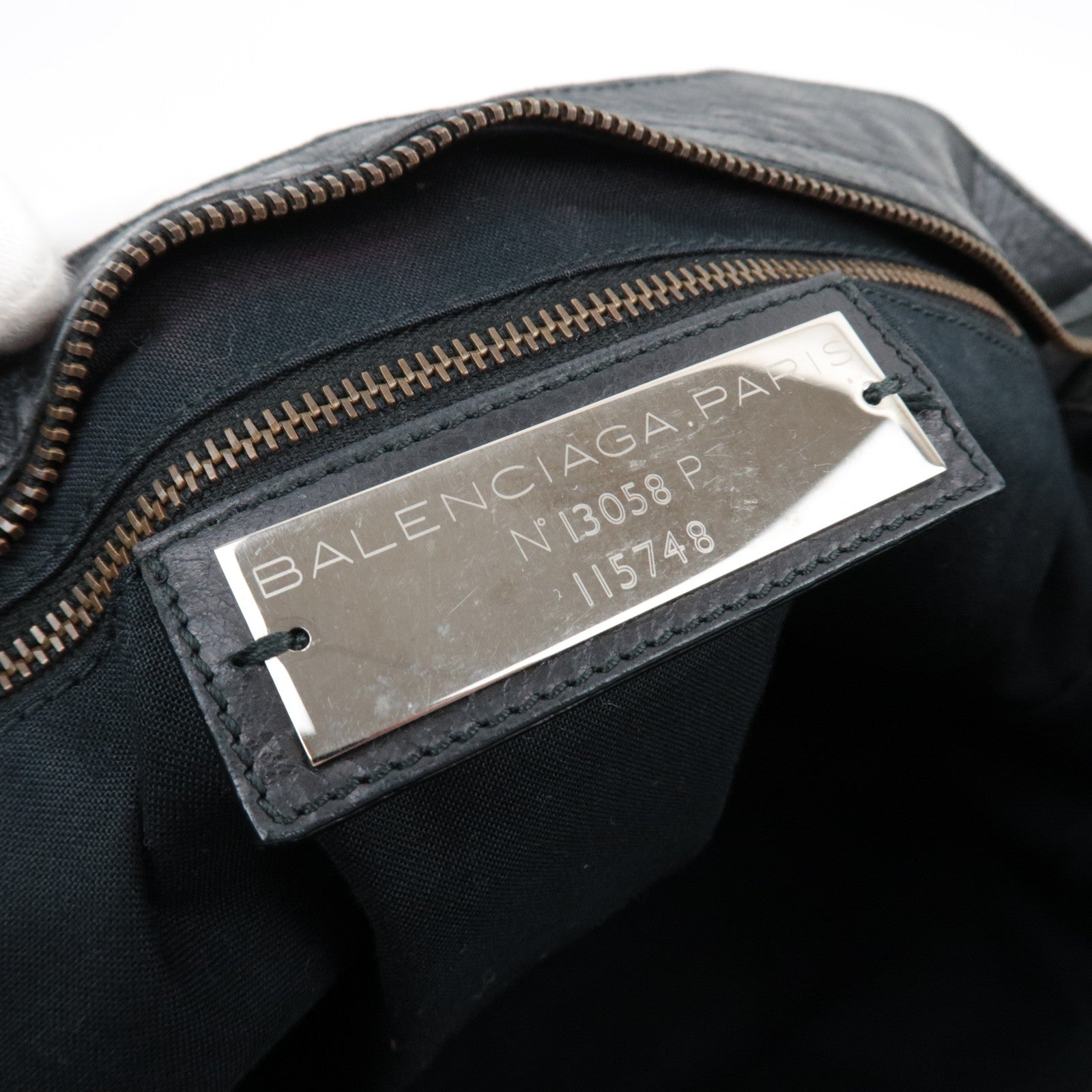 BALENCIAGA The City 2Way Bag Leather Black 115748 *dust bag, strap, mirror