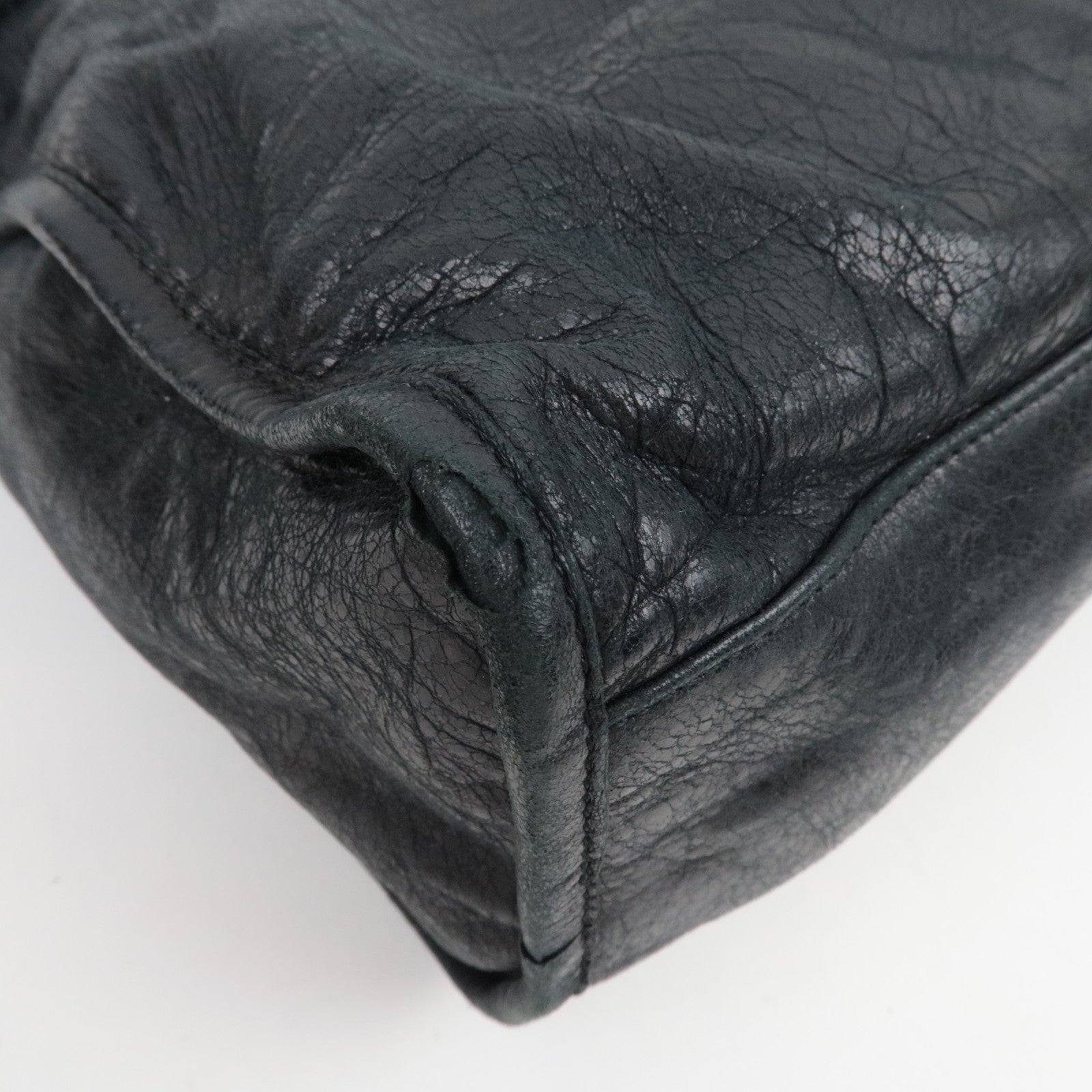 BALENCIAGA The City 2Way Bag Leather Black 115748 *dust bag, strap, mirror