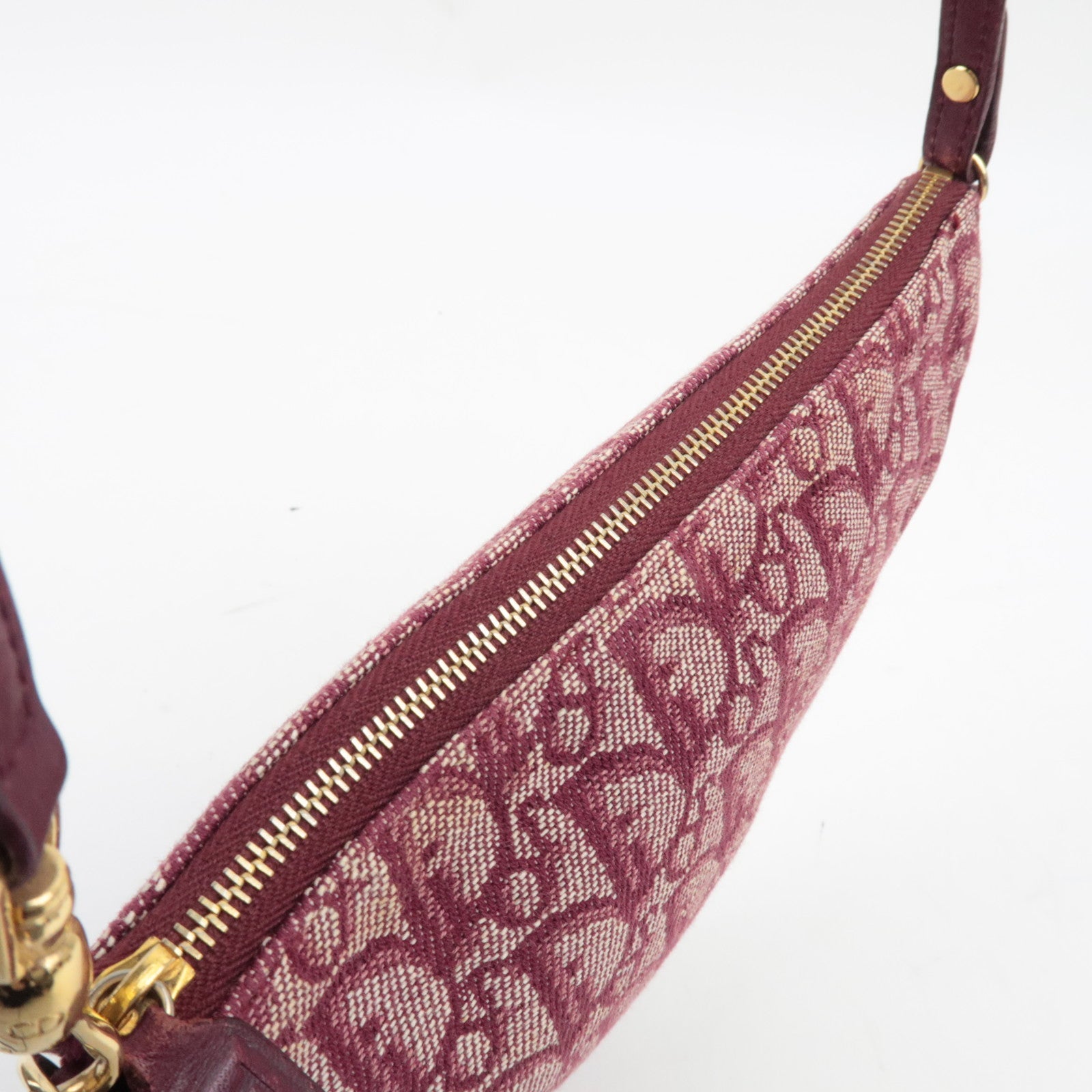 Christian Dior Trotter Saddle Bag Pouch Canvas Leather Red