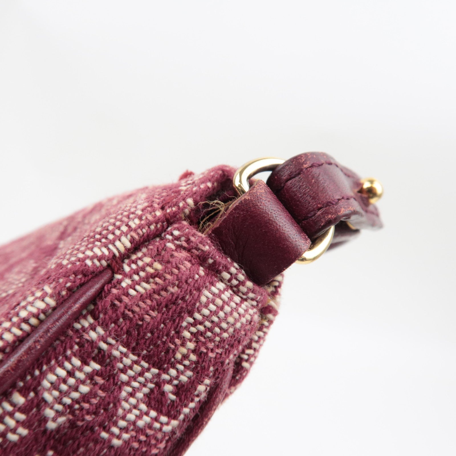 Christian Dior Trotter Saddle Bag Pouch Canvas Leather Red