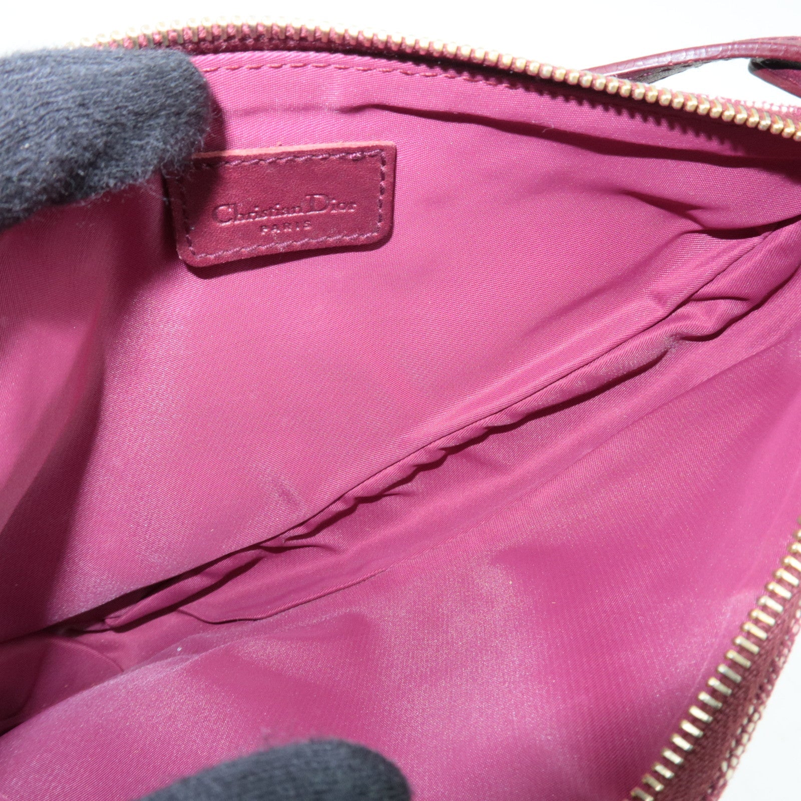 Christian Dior Trotter Saddle Bag Pouch Canvas Leather Red