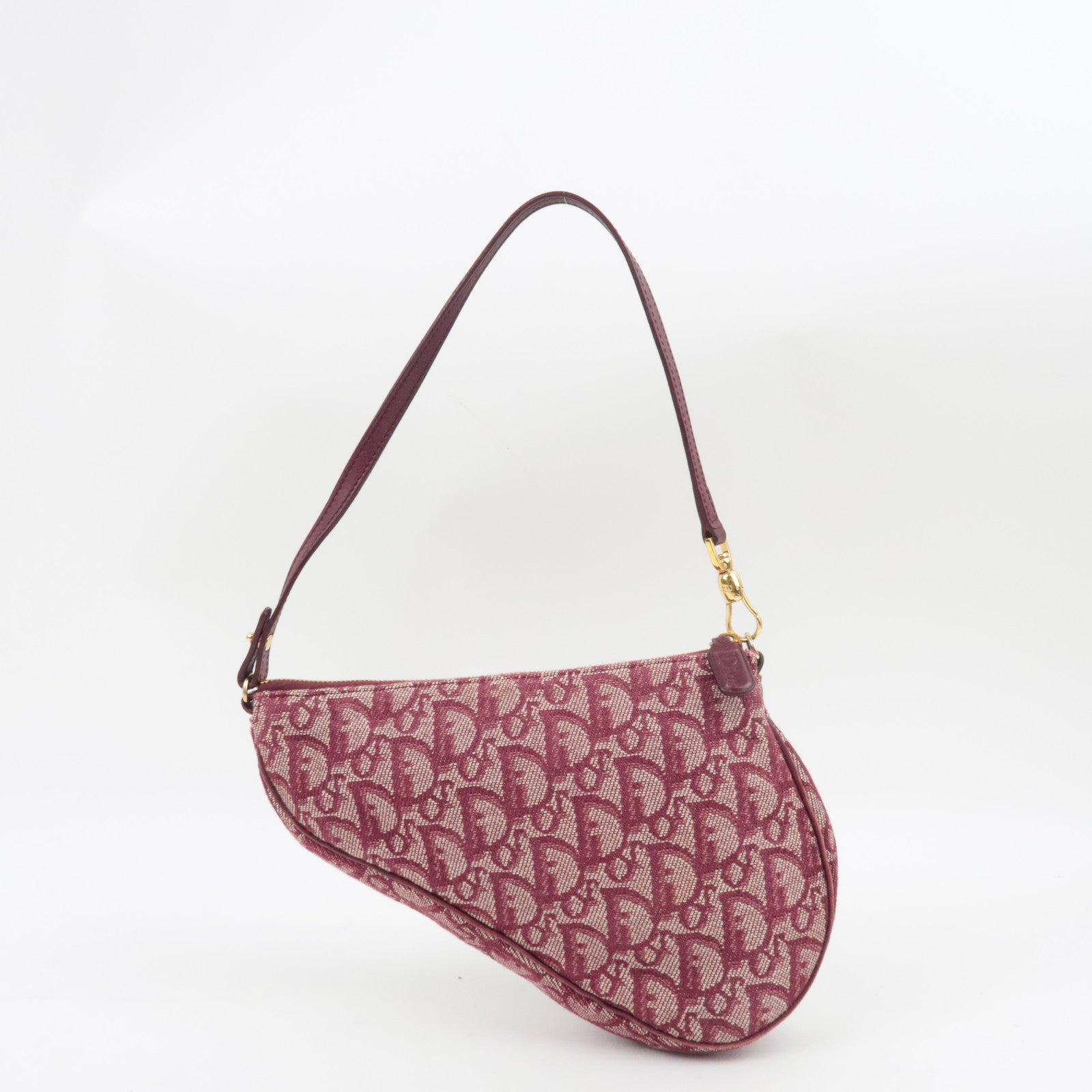 Christian Dior Trotter Saddle Bag Pouch Canvas Leather Red