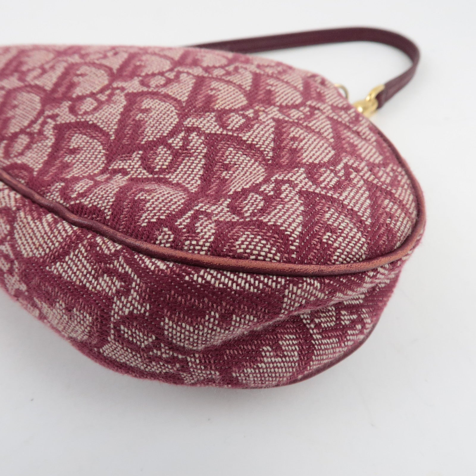 Christian Dior Trotter Saddle Bag Pouch Canvas Leather Red