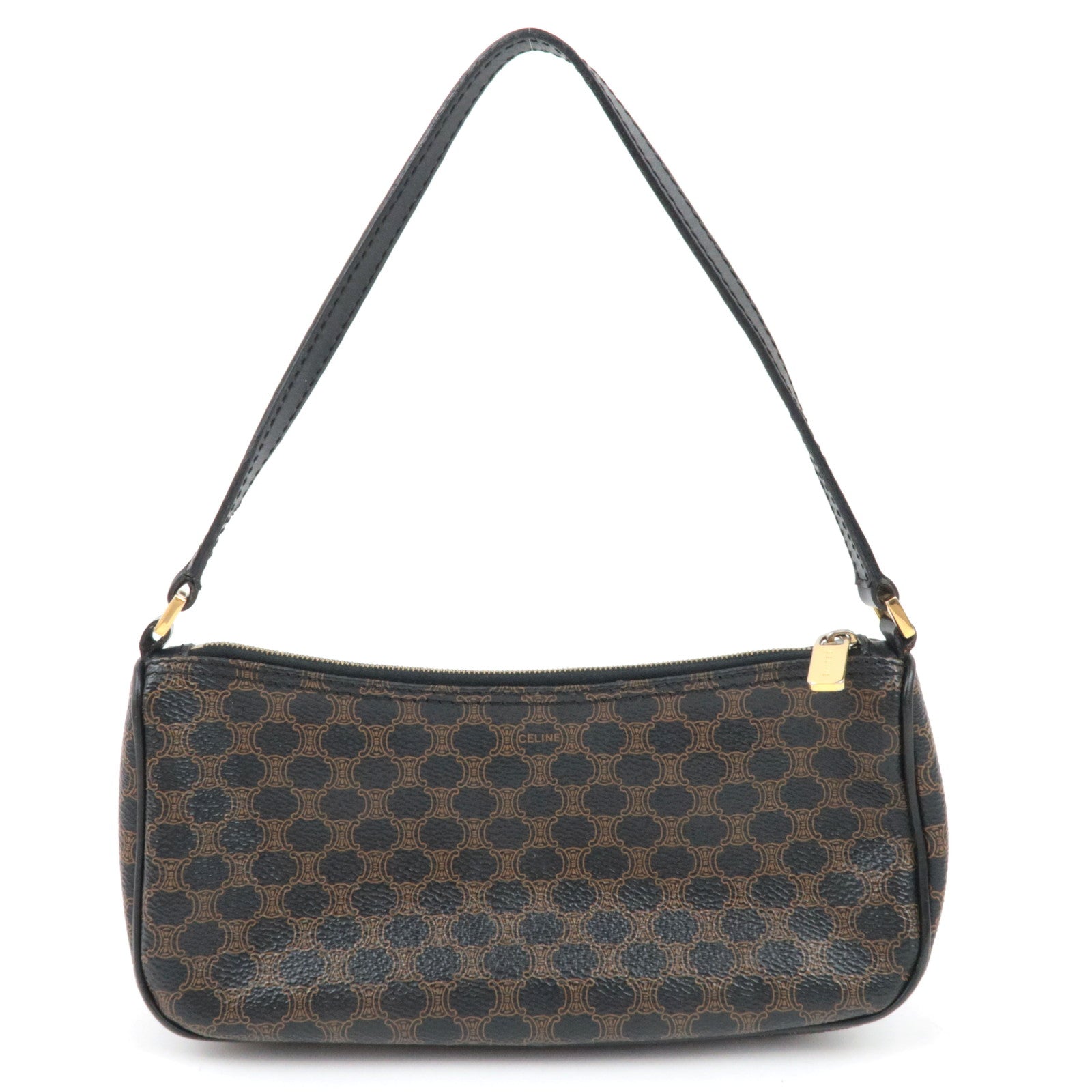 CELINE Macadam Handbag Accessory Pouch PVC Leather Black