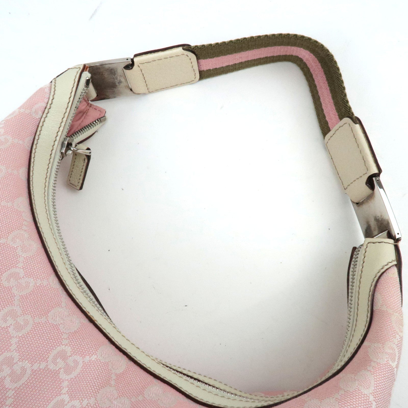 GUCCI Sherry One Shoulder Bag GG Canvas Leer Roze Ivoor 145757