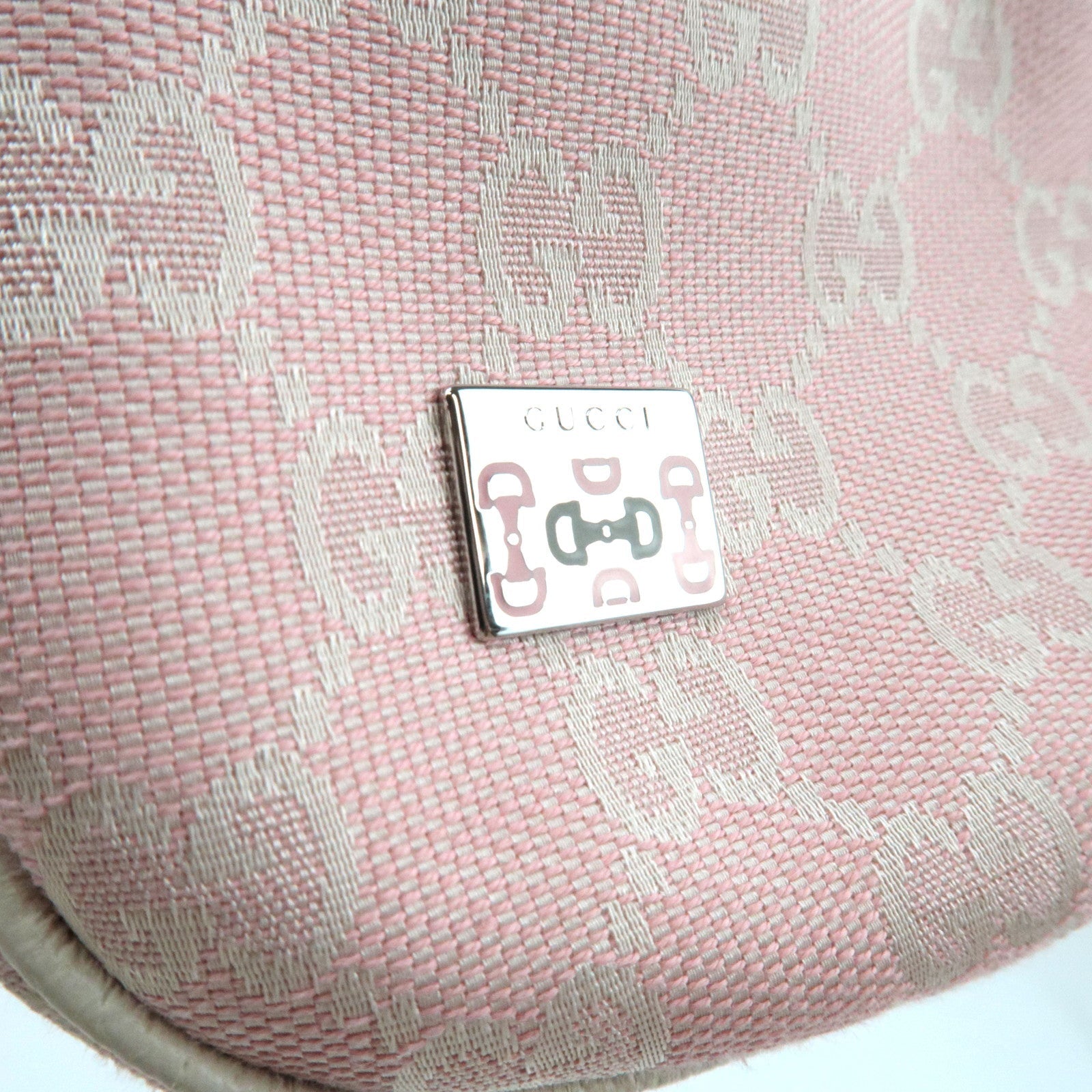 GUCCI Sherry One Shoulder Bag GG Canvas Leer Roze Ivoor 145757