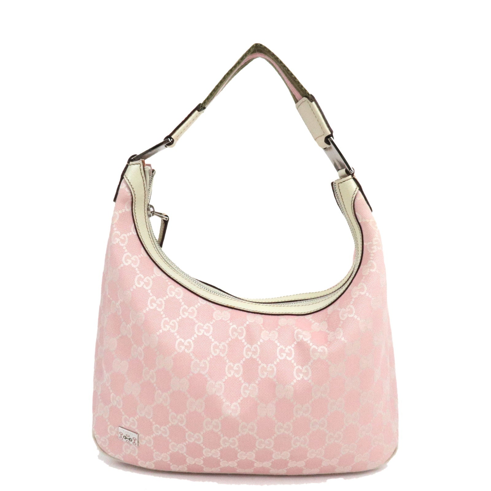 GUCCI Sherry One Shoulder Bag GG Canvas Leather Pink Ivory 145757 72831