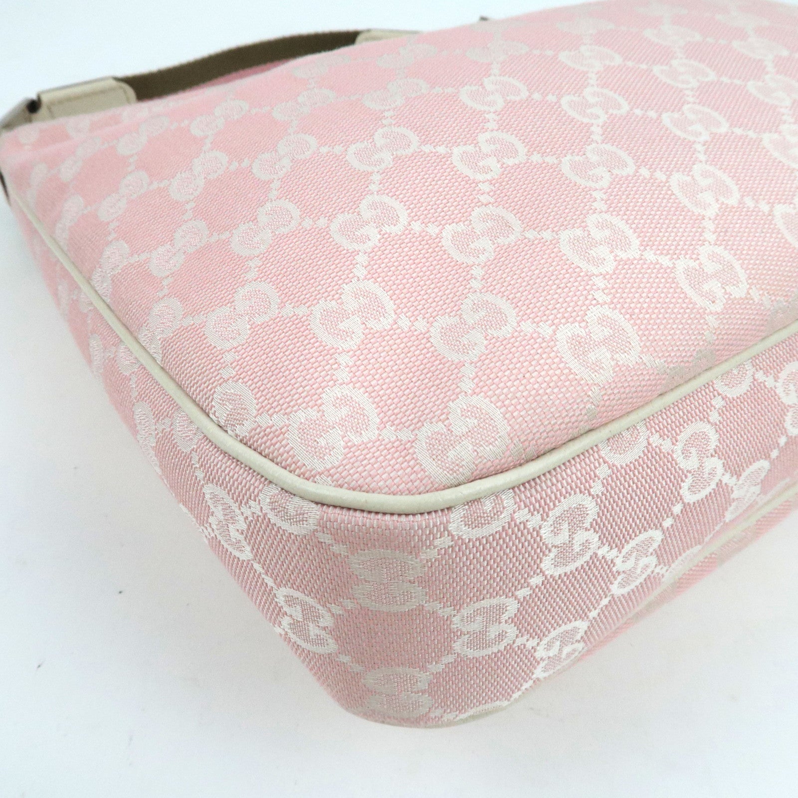 GUCCI Sherry One Shoulder Bag GG Canvas Leer Roze Ivoor 145757