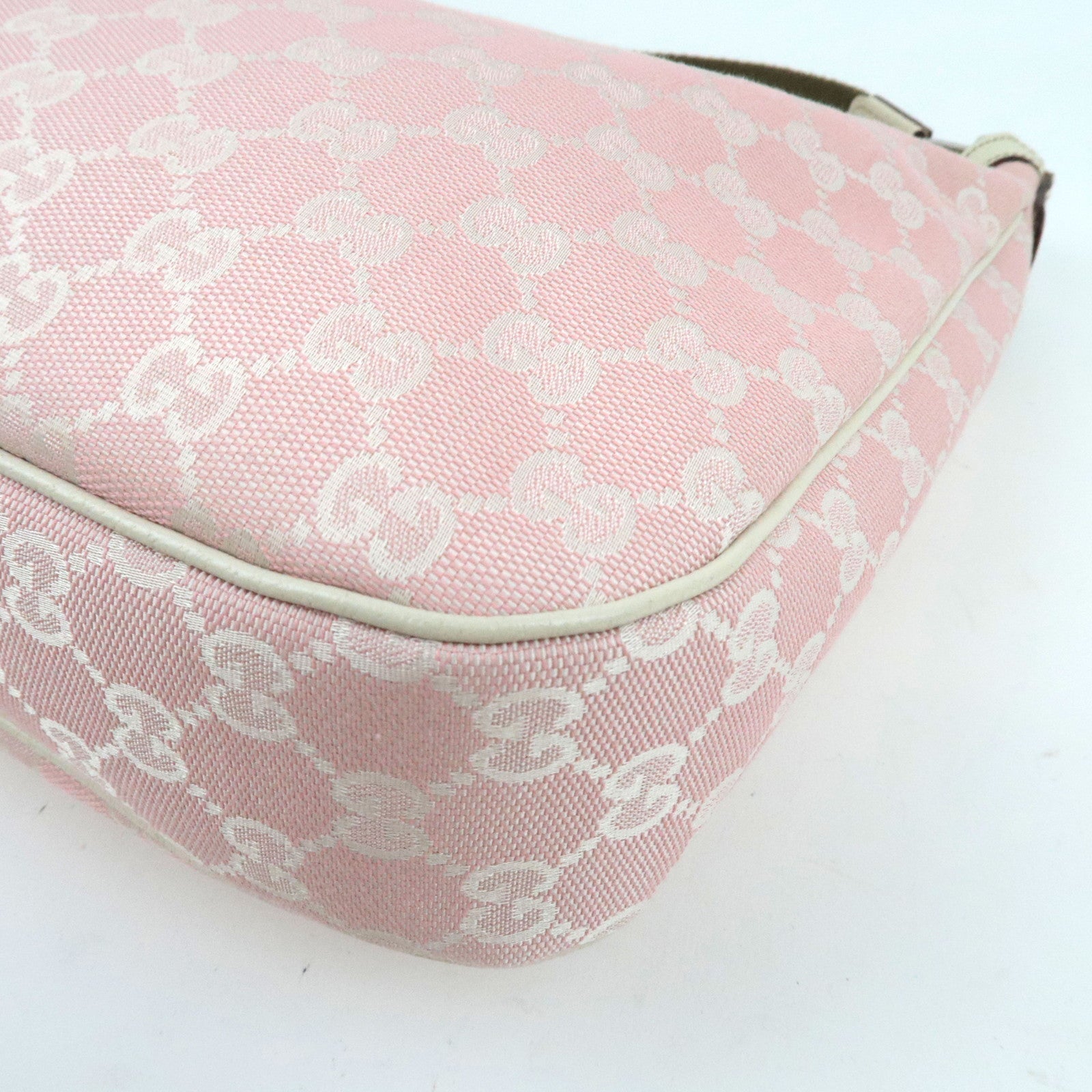 GUCCI Sherry One Shoulder Bag GG Canvas Leer Roze Ivoor 145757