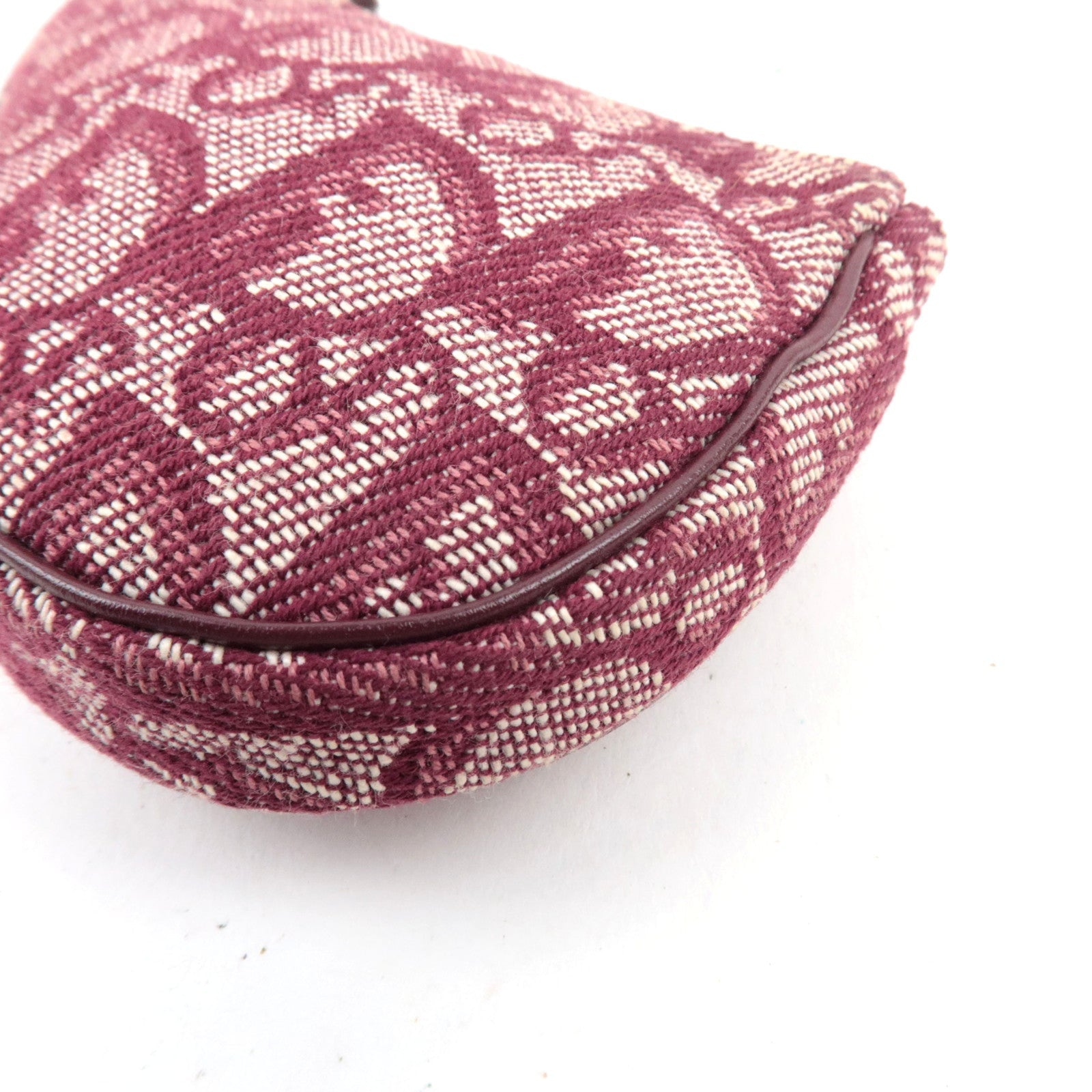 Christian Dior Trotter Saddle Coin Case Canvas Leather Red