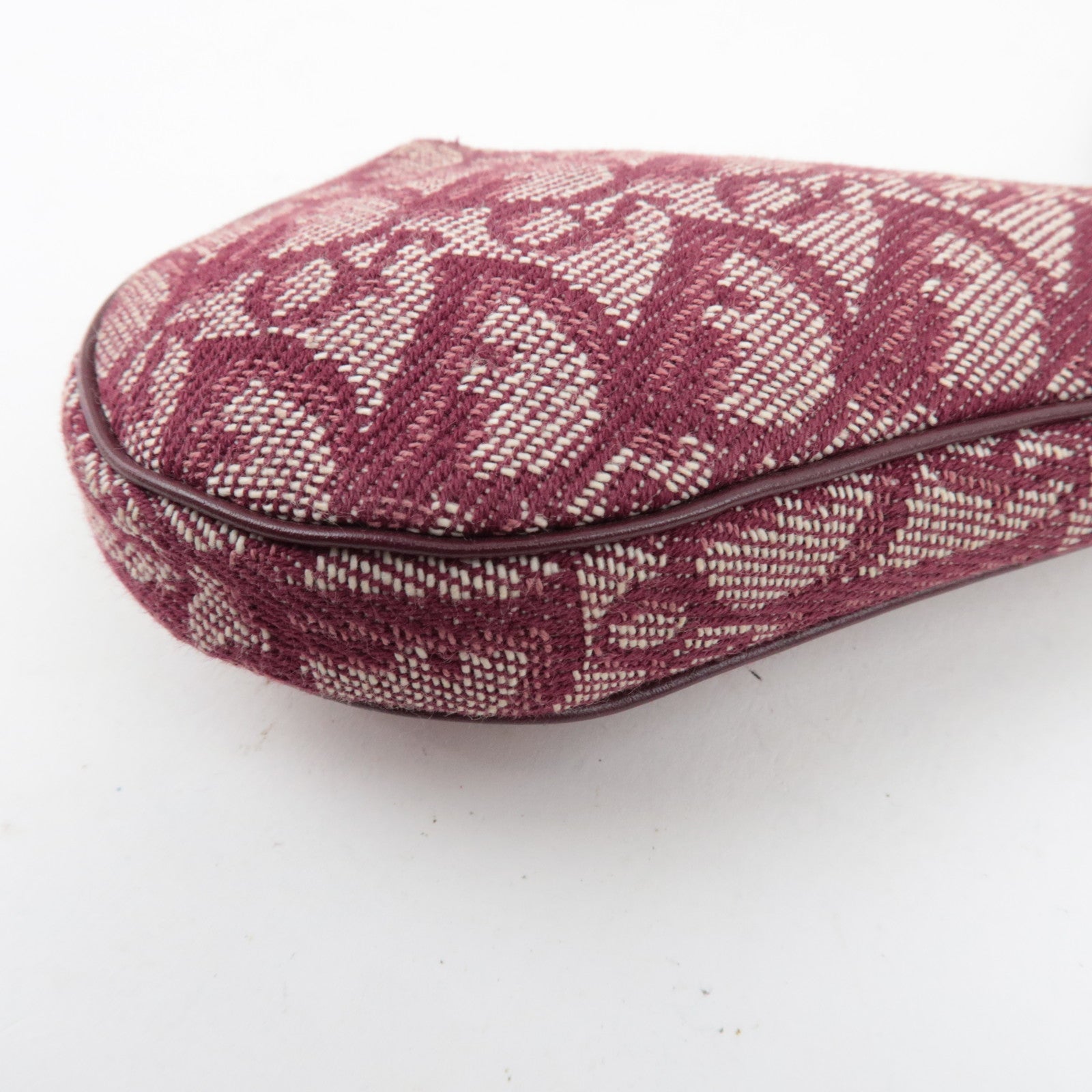 Christian Dior Trotter Saddle Coin Case Canvas Leather Red