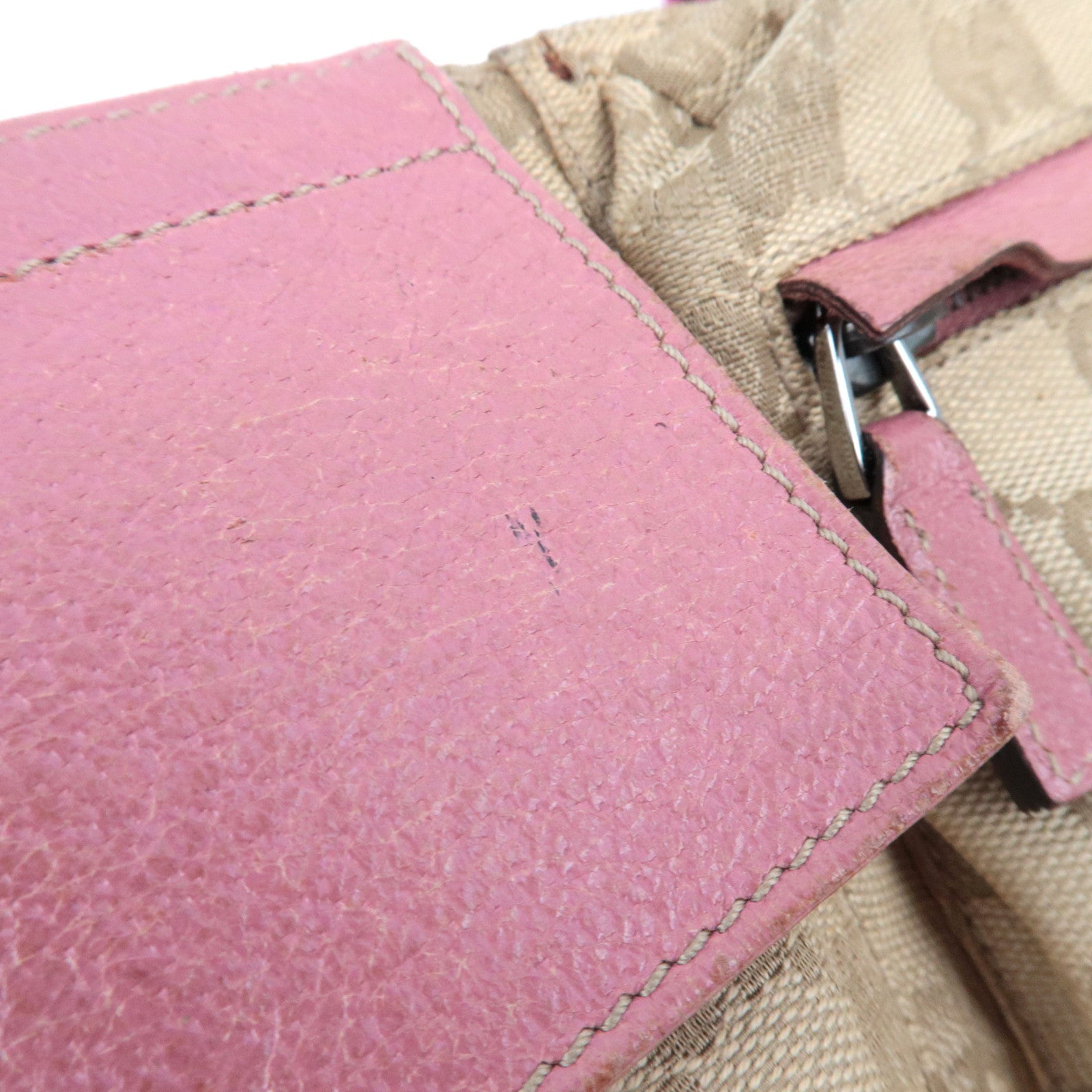 GUCCI Heuptas GG Canvas Leer Beige Roze 28566