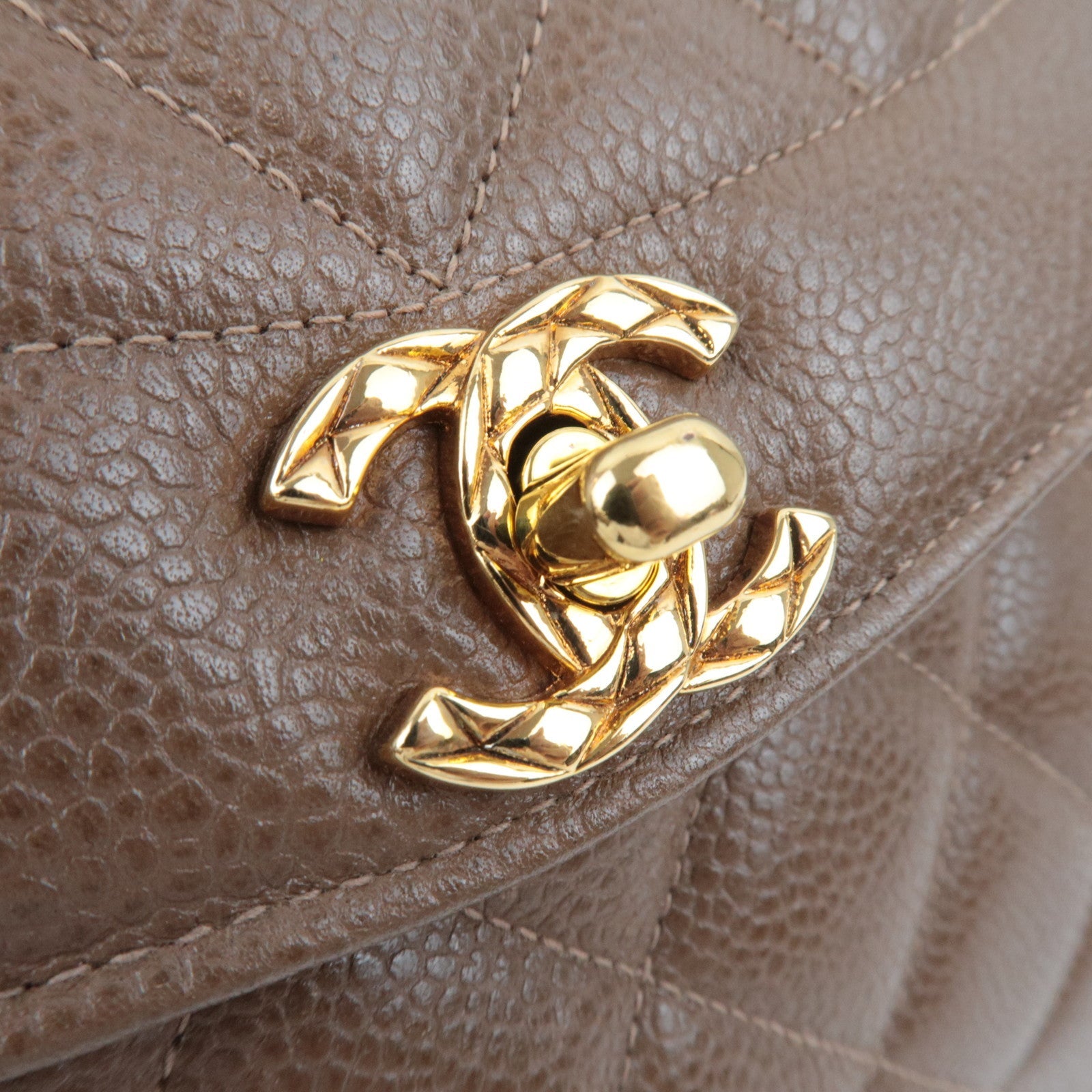 CHANEL Matelasse Cocoball Bijou Chain Shoulder Bag Caviar Skin Light Brown *Dust bag,G card