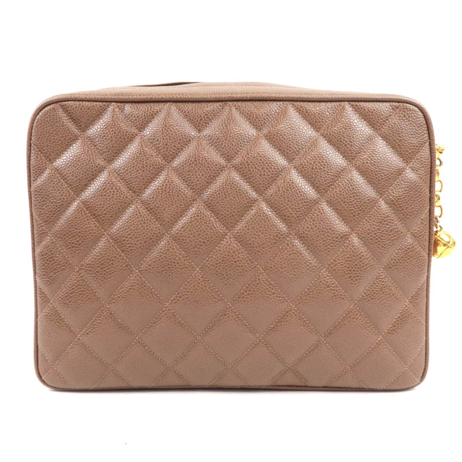 CHANEL Matelasse Cocoball Bijou Chain Shoulder Bag Caviar Skin Light Brown *Dust bag,G card
