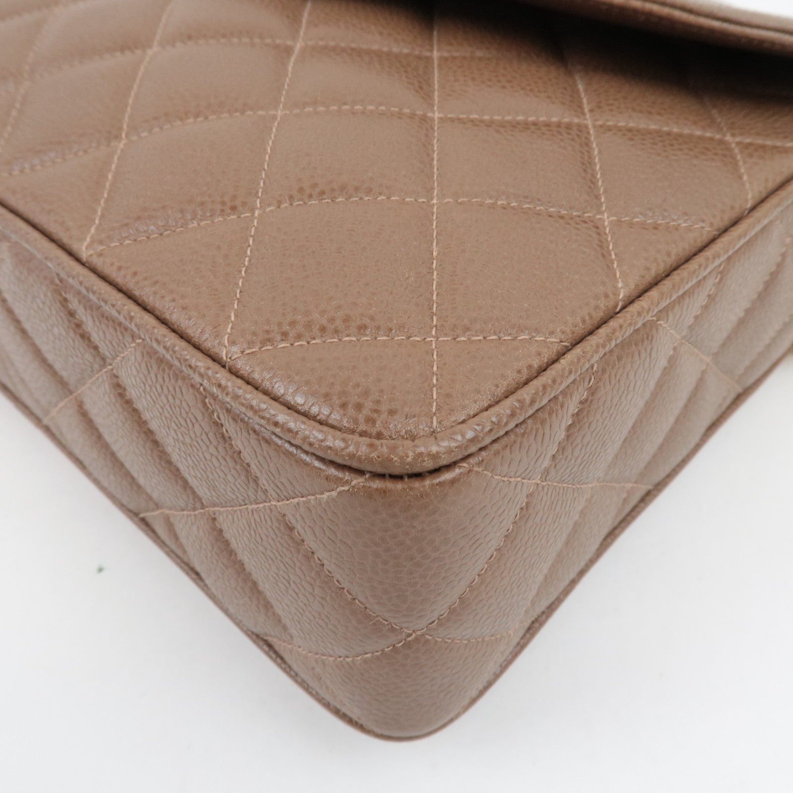 CHANEL Matelasse Cocoball Bijou Chain Shoulder Bag Caviar Skin Light Brown *Dust bag,G card