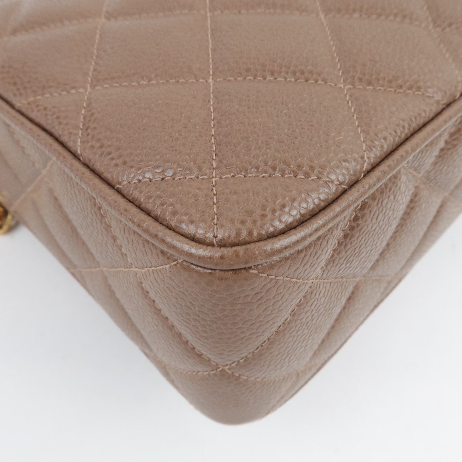 CHANEL Matelasse Cocoball Bijou Chain Shoulder Bag Caviar Skin Light Brown *Dust bag,G card