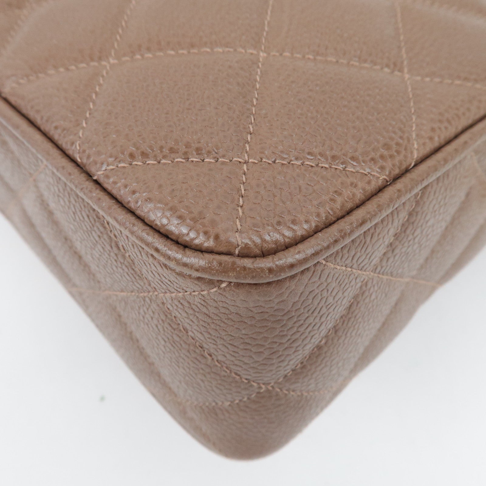 CHANEL Matelasse Cocoball Bijou Chain Shoulder Bag Caviar Skin Light Brown *Dust bag,G card