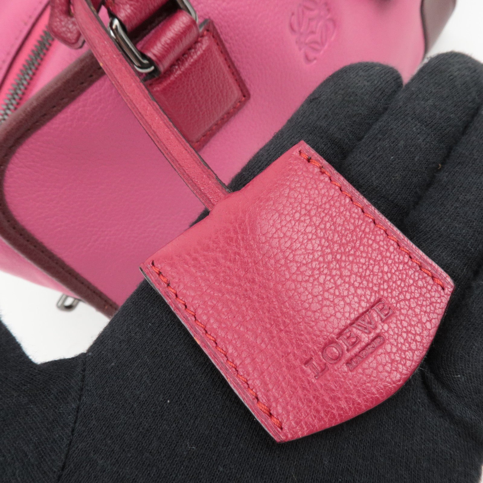 LOEWE Amazona 28 Bicolor Handbag Pink Bordeaux *Key Lock,Crochette