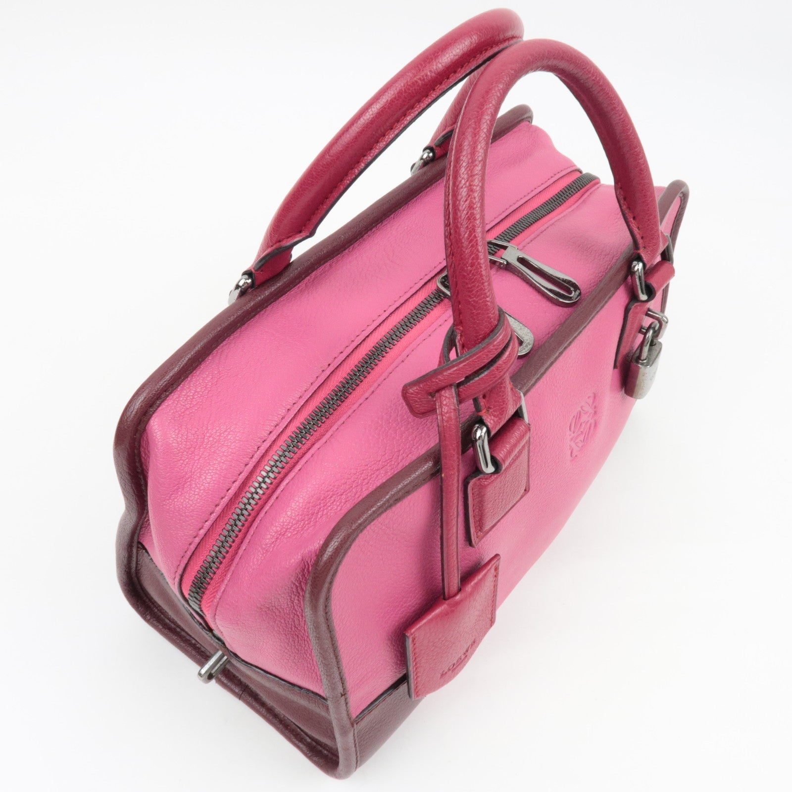 LOEWE Amazona 28 Bicolor Handbag Pink Bordeaux *Key Lock,Crochette