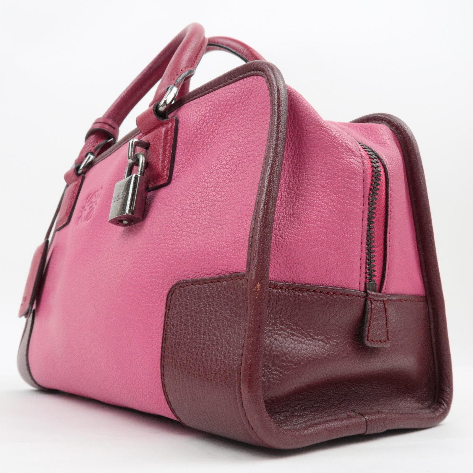 LOEWE Amazona 28 Bicolor Handbag Pink Bordeaux *Key Lock,Crochette