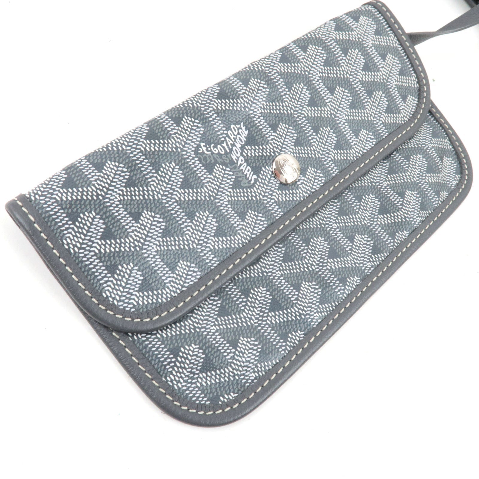 Goyard Herringbone Saint Louis PM Tote Bag PVC Leather Light Gray *Pouch